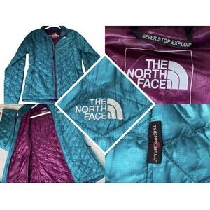 The North Face Thermoball Eco Jacket Womens Small Teal Purple Quilted Packable